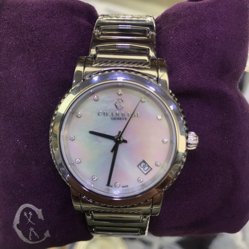 Charriol diamond mother of pearl watch